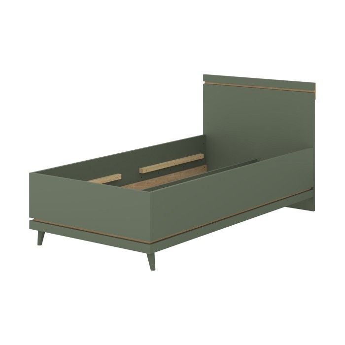 Lit enfant NOKI – 100x200 cm vert et bois – Style scandinave