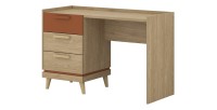 Bureau scandinave NOKI – Chêne clair et moka – 3 tiroirs de rangement