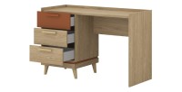 Bureau scandinave NOKI – Chêne clair et moka – 3 tiroirs de rangement