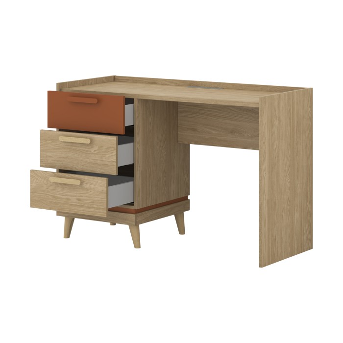 Bureau Scandinavisch NOKI – Licht eiken en mokka – 3 opbergladen