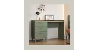 Bureau style scandinave NOKI – 3 tiroirs – Vert et bois – 120x80x50 cm