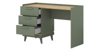 Bureau style scandinave NOKI – 3 tiroirs – Vert et bois – 120x80x50 cm