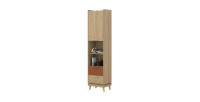 Bibliothèque NOKI – Chêne clair et moka – 1 porte + 2 tiroirs style scandinave