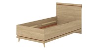 Lit enfant NOKI – 100x200 cm chêne clair et moka – Style scandinave sans sommier