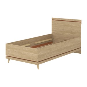 Lit enfant NOKI – 100x200 cm chêne clair et moka – Style scandinave sans sommier