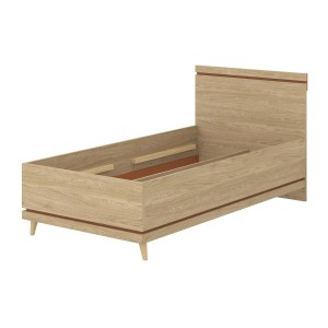 Lit enfant NOKI – 100x200 cm chêne clair et moka – Style scandinave sans sommier
