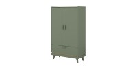 Ensemble bureau NOKI – Bureau + armoire de rangement + bibliothèque – Vert et bois scandinave