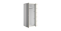 Armoire enfant ELYO – 3 portes + bibliothèque en façade – Gris & chêne