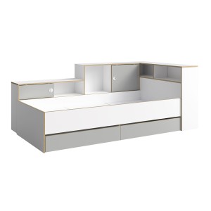 Chambre enfant complète ELYO – Bureau + Lit + Armoire avec bibliothèque