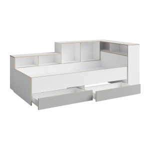Chambre enfant complète ELYO – Bureau + Lit + Armoire avec bibliothèque