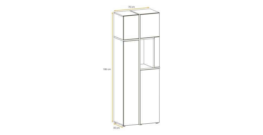 Vitrine CRISS chêne clair et noir dimensions