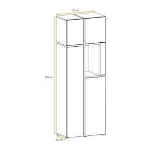 Vitrine CRISS chêne clair et noir dimensions