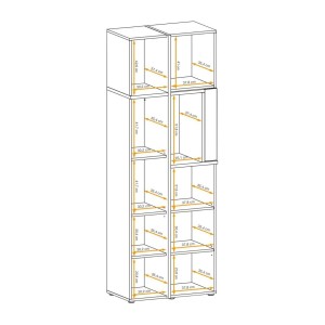 Vitrine CRISS chêne clair et noir dimensions détaillées