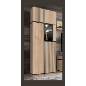 Vitrine CRISS chêne clair et noir sur fond 3D