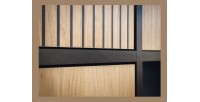Zoom sur les détails du buffet haut CRISS chêne clair et noir