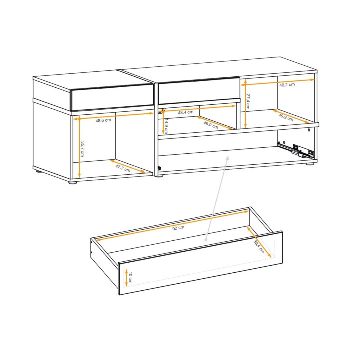 Mueble TV CRISS – 2 puertas, 1 cajón, LED – Roble claro y negro