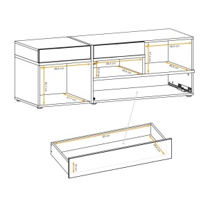 Meuble TV CRISS – 2 portes, 1 tiroir, LED – Chêne clair et noir