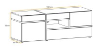 Meuble TV CRISS – 2 portes, 1 tiroir, LED – Chêne clair et noir