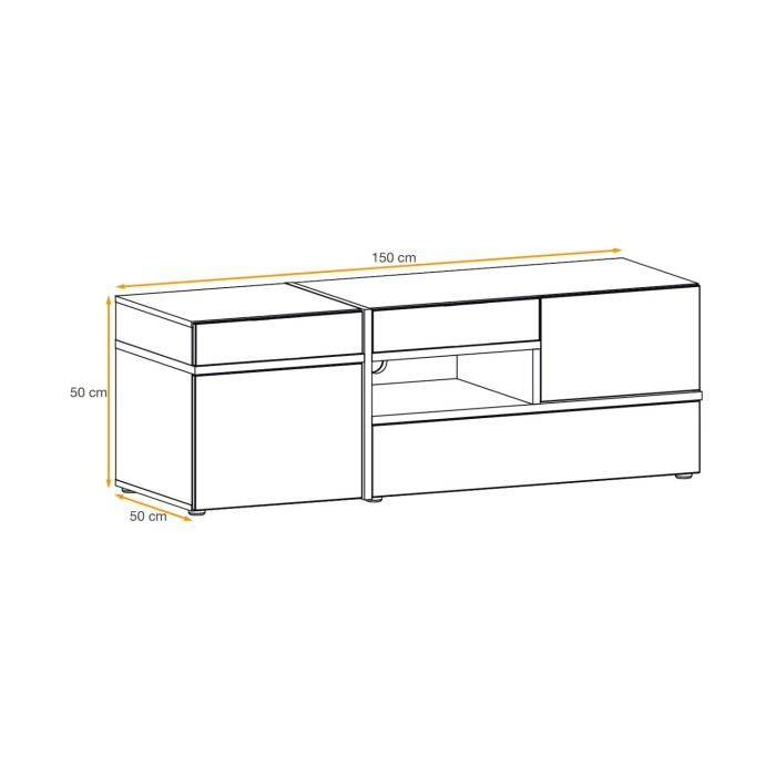Mueble TV CRISS – 2 puertas, 1 cajón, LED – Roble claro y negro