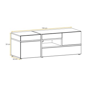 Meuble TV CRISS – 2 portes, 1 tiroir, LED – Chêne clair et noir