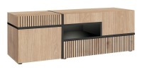Meuble TV CRISS – 2 portes, 1 tiroir, LED – Chêne clair et noir