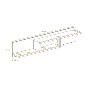 Étagère murale CRISS – Chêne clair et noir – 150 cm