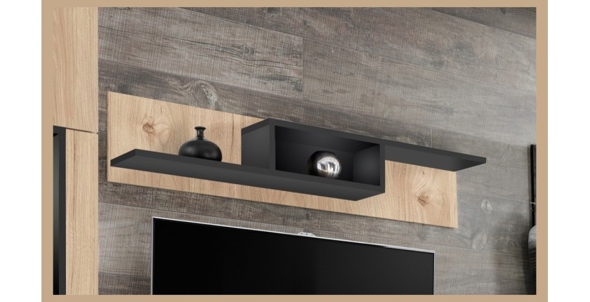 Étagère murale CRISS – Chêne clair et noir – 150 cm