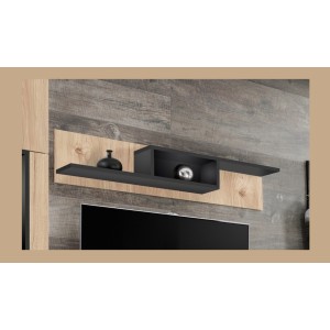 Étagère murale CRISS – Chêne clair et noir – 150 cm