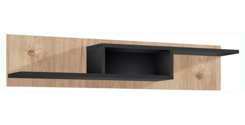 Étagère murale CRISS – Chêne clair et noir – 150 cm