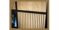 Ensemble salon complet CRISS – Meuble TV, Buffet haut, Vitrine, Étagère murale – Chêne clair et noir avec LED