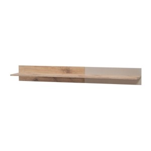 Ensemble salon complet ERINA – Buffet bas, Buffet haut, Vitrine, Étagère, Meuble TV cheminée bio-éthanol – Chêne clair et beige
