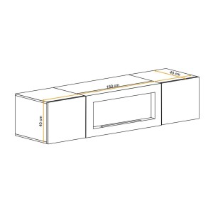 Meuble TV FLY blanc avec cheminée bio-éthanol intégrée dimensions