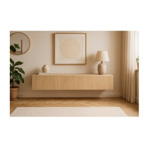 Meuble TV suspendu FLY 160 cm - Coloris chêne clair