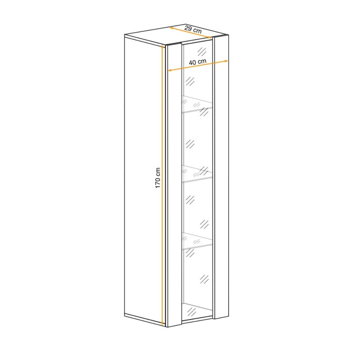 Vitrina FLY 1 puerta con cristal - Color roble claro - LED