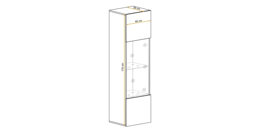 Vitrine partielle FLY chêne clair dimensions