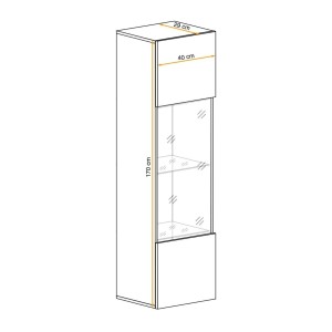 Vitrine partielle FLY chêne clair dimensions