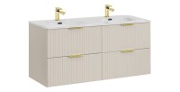 Meuble sous vasque NOXERA 120 cm – Marron congo – Double vasque encastrée + siphons