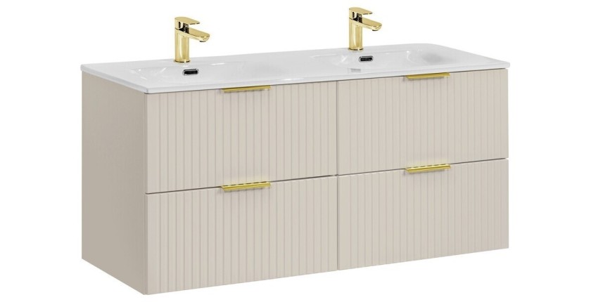 Meuble sous vasque NOXERA 120 cm – Marron congo – Double vasque encastrée + siphons