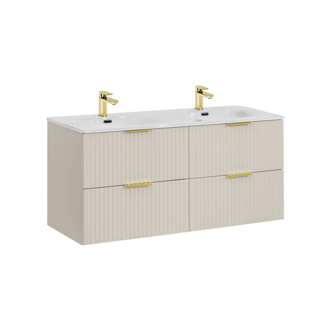 Meuble sous vasque NOXERA 120 cm – Marron congo – Double vasque encastrée + siphons