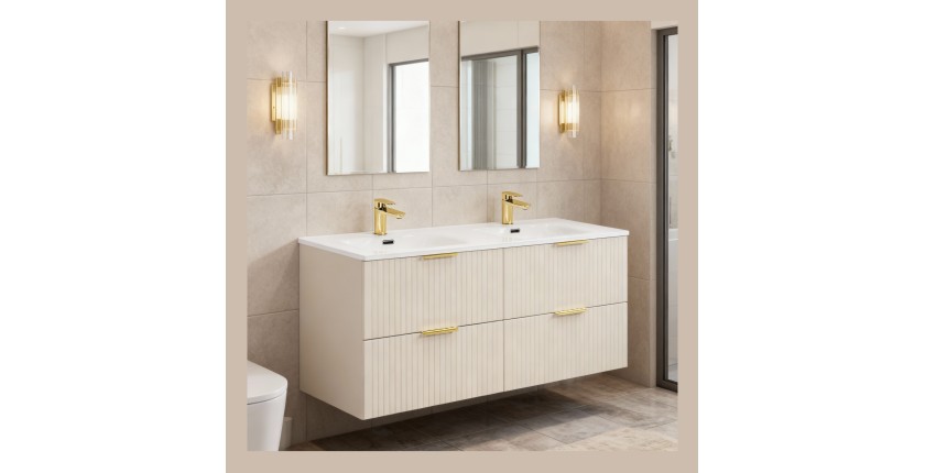 Meuble sous vasque NOXERA 120 cm – Marron congo – Double vasque encastrée + siphons