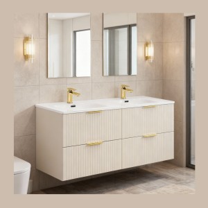 Meuble sous vasque NOXERA 120 cm – Marron congo – Double vasque encastrée + siphons