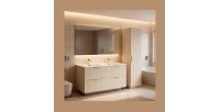 Ensemble de salle de bains NOXERA 120 cm – Marron congo – Double vasque + colonne suspendue