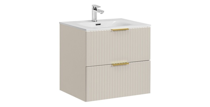 Ensemble de salle de bains NOXERA 60 cm – Marron congo – Vasque encastrée + siphon