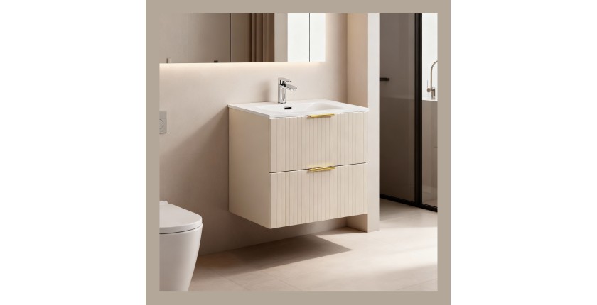 Ensemble de salle de bains NOXERA 60 cm – Marron congo – Vasque encastrée + siphon