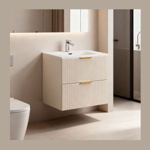 Ensemble de salle de bains NOXERA 60 cm – Marron congo – Vasque encastrée + siphon