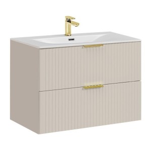 Ensemble de salle de bains NOXERA 80 cm – Marron congo – Vasque encastrée + siphon