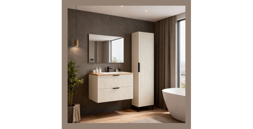 Ensemble de salle de bains NOXERA 80 cm – Marron congo & chêne Wotan – Meuble + colonne