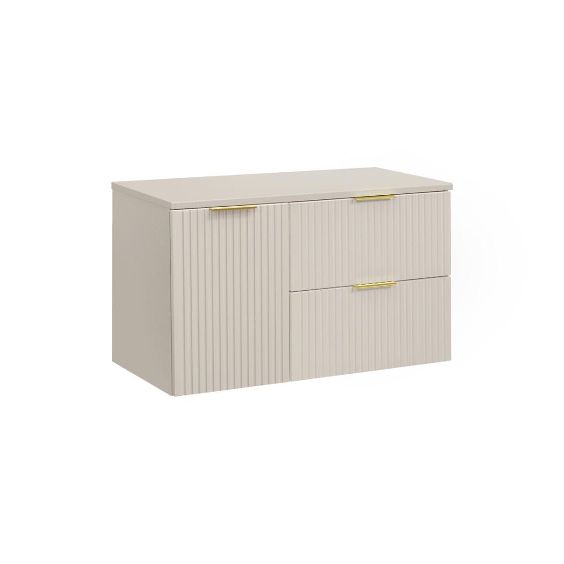 Ensemble de salle de bains NOXERA 100 cm – Marron congo – plan pour vasque + 2 tiroirs + 1 panier à linge