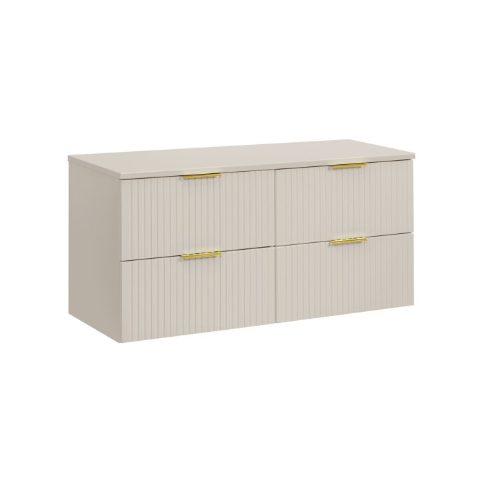 Ensemble de salle de bains NOXERA 120 cm – Marron congo – Meuble 4 tiroirs + plan pour vasque