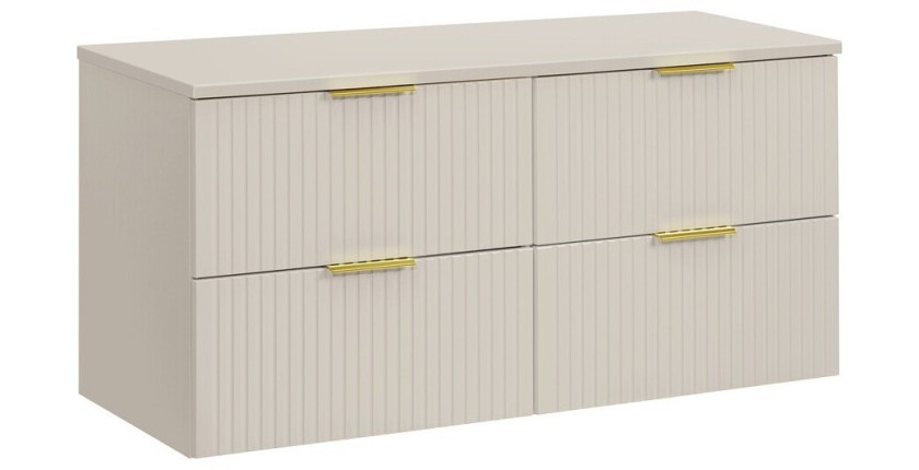 Ensemble de salle de bains NOXERA 120 cm – Marron congo – Meuble 4 tiroirs + plan pour vasque